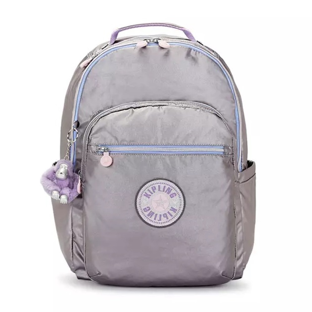 Kipling Seoul Large 15" Laptop School Backpack “Star Pop” Silver Metallic NEW